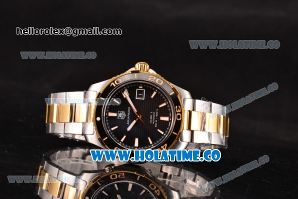 Tag Heuer Aquaracer Calibre 5 Swiss ETA 2824 Automatic Two Tone with Black Dial Stick Markers - Click Image to Close